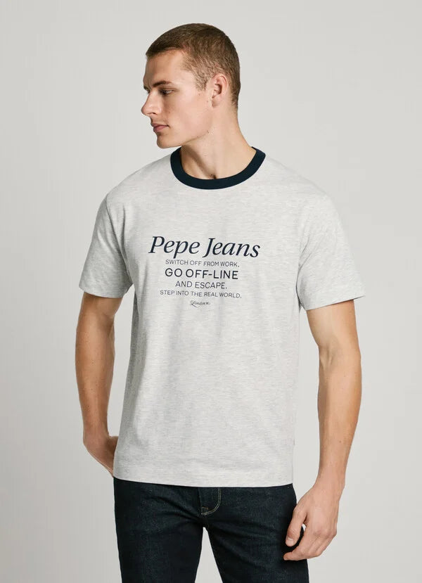 T-shirt Pepe Jeans com Logo cinza - vista frontal