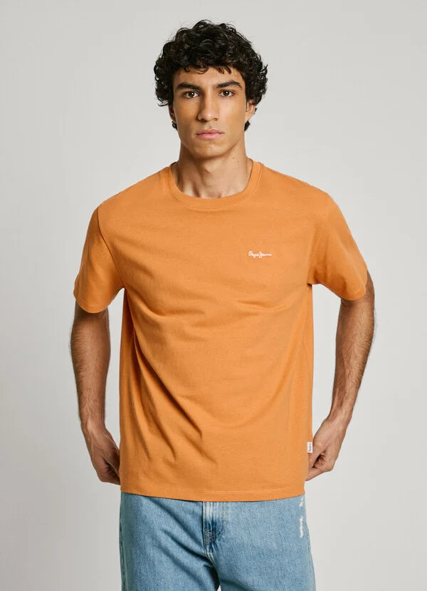 T-shirt Pepe Jeans com Logo laranja - vista frontal