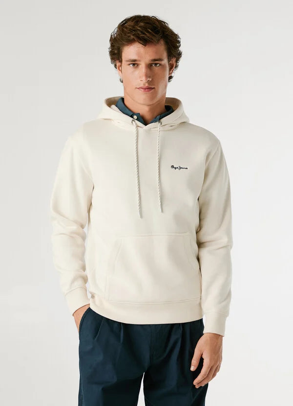 Hoodie Pepe Jeans com Capuz - Logo Bordado perola - vista frontal