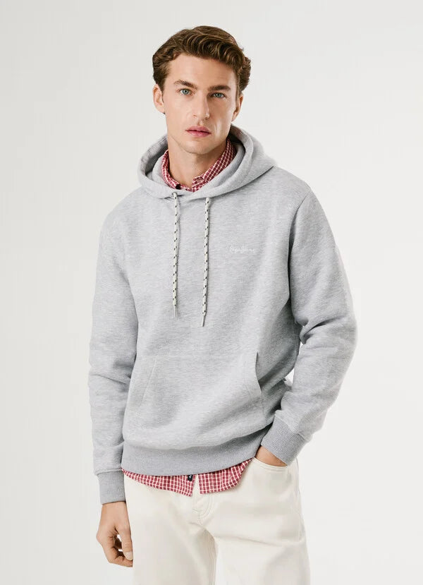 Hoodie Pepe Jeans com Capuz - Logo Bordado cinza - vista frontal