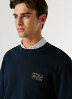 Pepe Jeans sweatshirt azul gola redonda relaxed fit patch