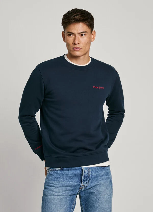 Sweatshirt Pepe Jeans Logo Bordado - Regular Fit azul - vista frontal