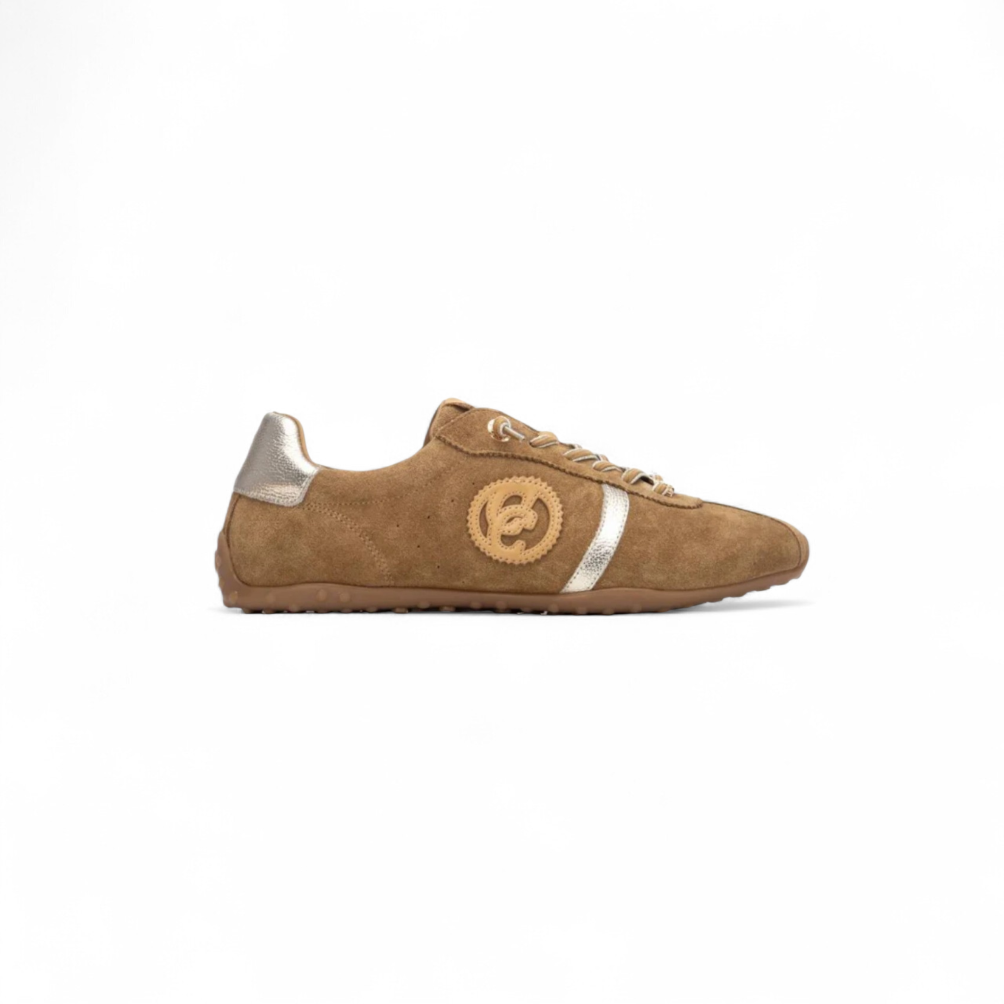 Carmela Brown and Silver Suede Tennis Shoes