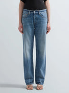 Replay calças Aubry boy fit denim azul escuro cintura baixa