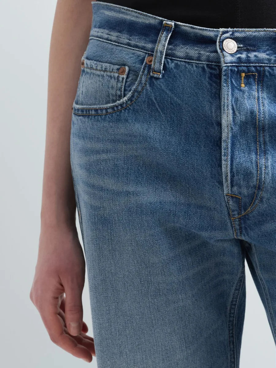 Replay calças Aubry boy fit denim azul escuro cintura baixa