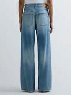 Replay calças Narja denim azul escuro folgadas cintura baixa