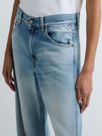 Replay calças Narja denim azul escuro folgadas cintura baixa