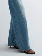Replay calças Narja denim azul escuro folgadas cintura baixa