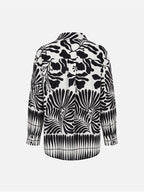 Scripta blusa fluída estampada preta em viscose