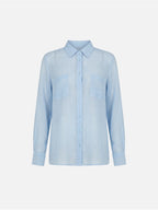Scripta blusa riscas azul em linho e viscose