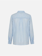 Scripta blusa riscas azul em linho e viscose