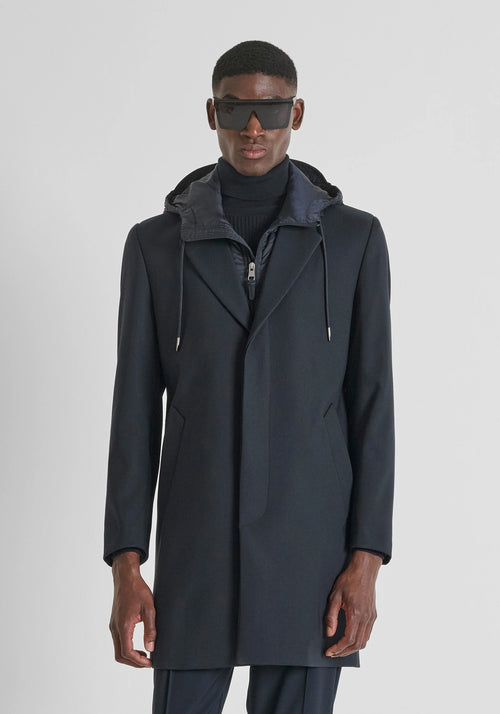 Antony Morato Gabardine Viscose com Capuz com Bolsos azul - vista frontal