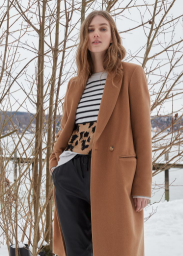 Oui Casaco Caxemira Lã Comprido - vista frontal