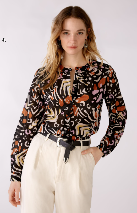 Oui Blusa Algodão Lã Estampado - vista frontal