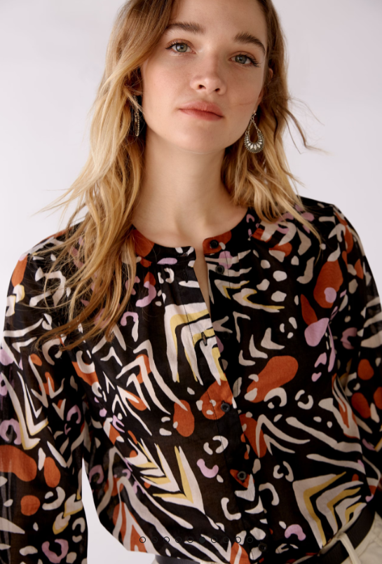 Oui Blusa Algodão Lã Estampado - detalhe