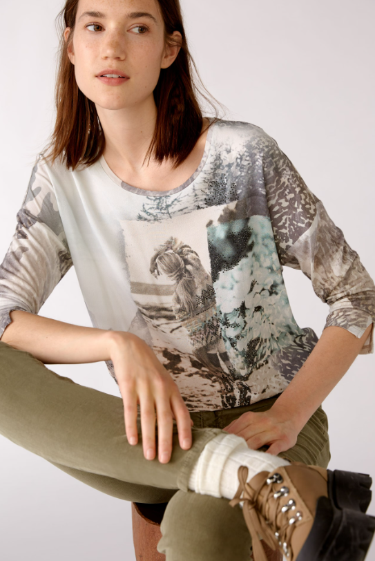 Oui Camisola Algodão Lã Gola Redonda Modelo 3 - vista frontal