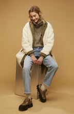 Oui Casaco Lã Gola Alta com Botões - vista frontal