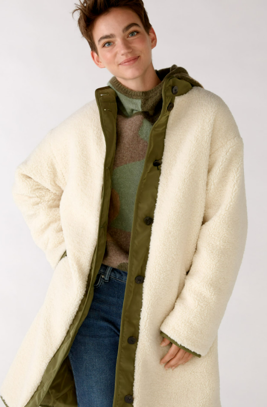 Oui Casaco Lã Gola Alta com Botões