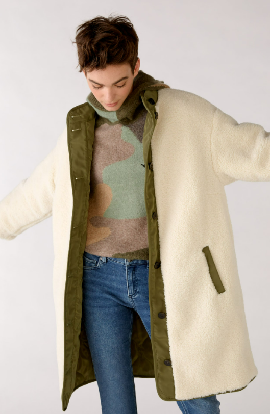 Oui Casaco Lã Gola Alta com Botões