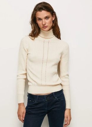 Pepe Jeans malha canelada gola alta - vista alternativa