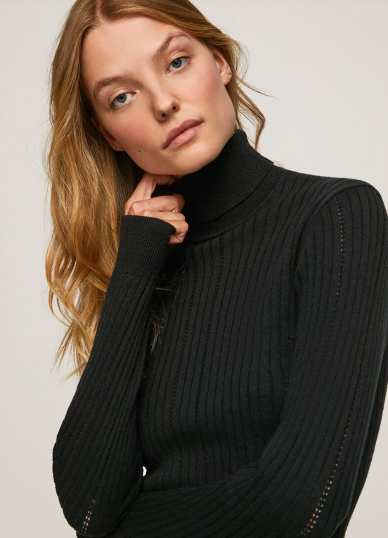 Pepe Jeans malha canelada gola alta - vista frontal