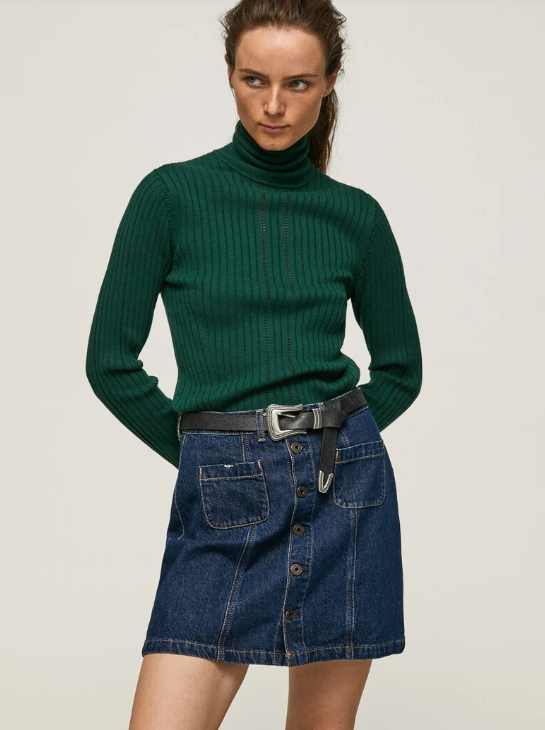 Pepe Jeans malha canelada gola alta - detalhe