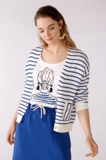 Oui Casaco Algodão Lã às Riscas Modelo 2 - detalhe