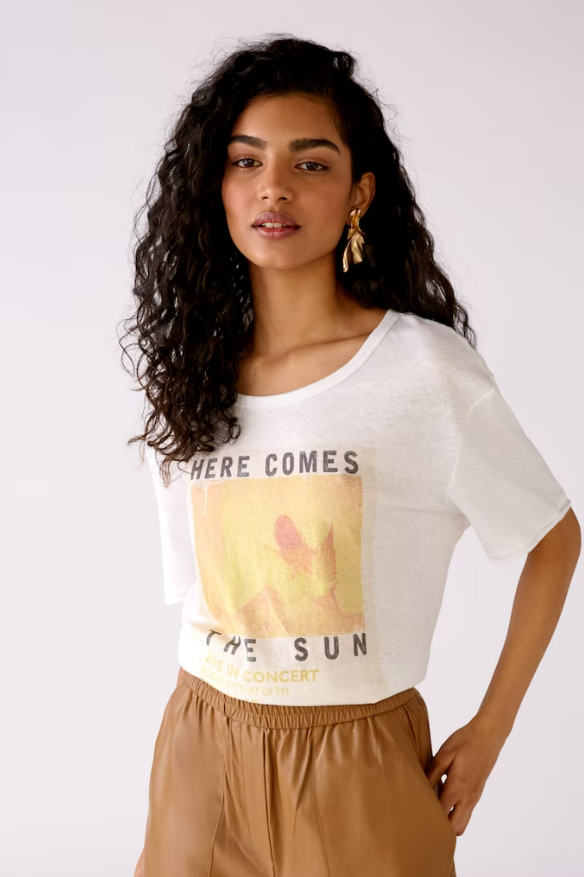 Oui T-shirt Algodão Lã Linho - vista frontal