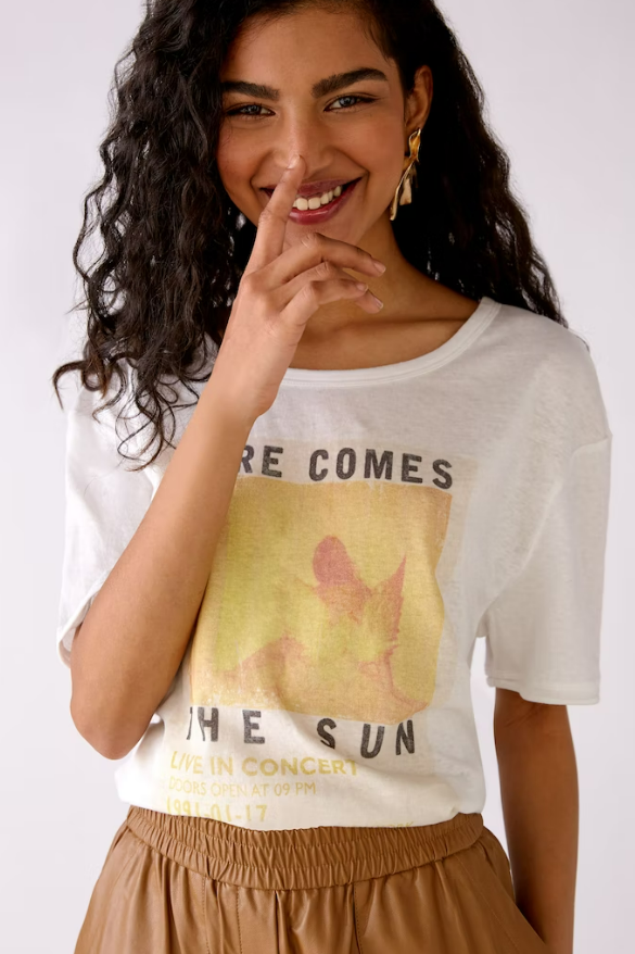 Oui T-shirt Algodão Lã Linho