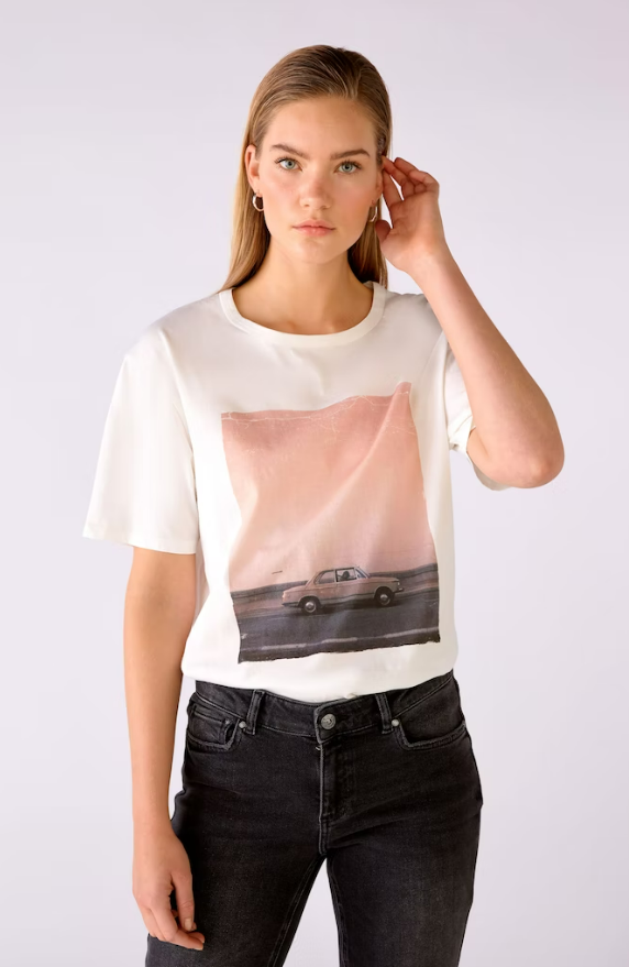 Oui T-shirt Algodão Lã Estampado - vista frontal