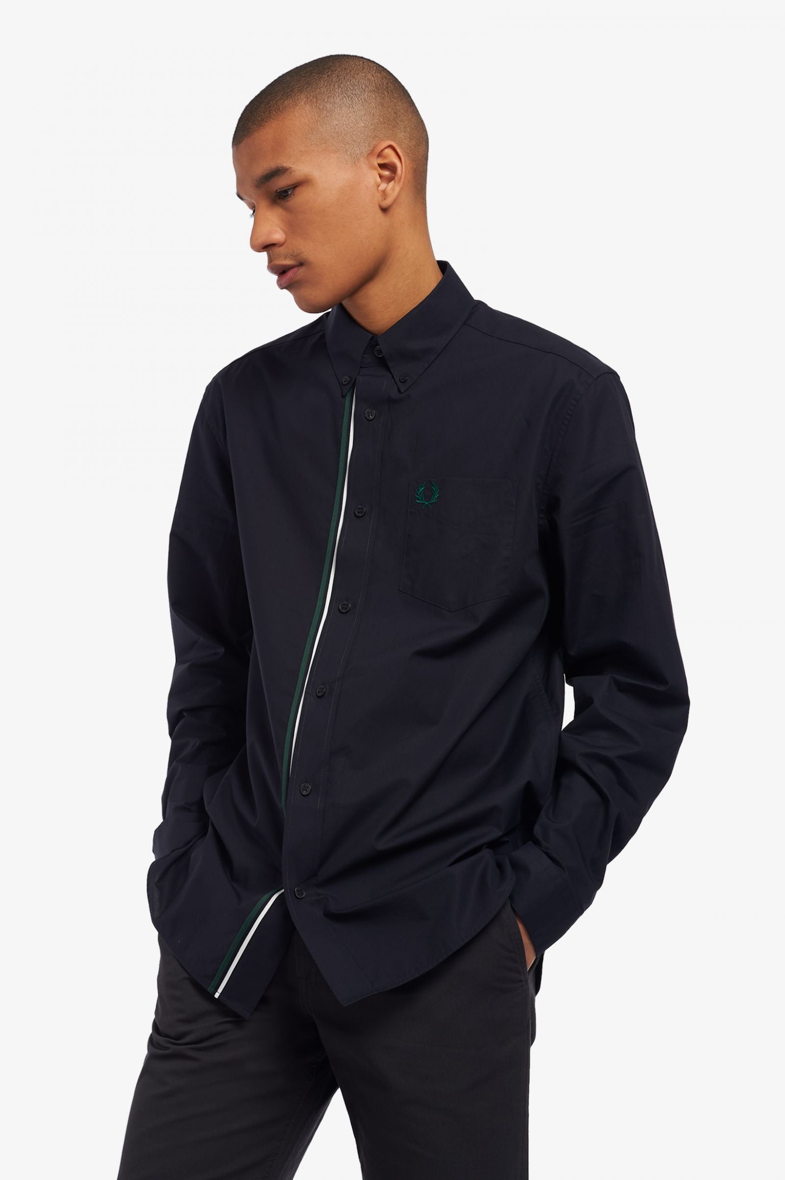 Fred Perry Camisa às Riscas Algodão com Botões - vista frontal