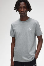 Fred Perry T-shirt Algodão Regular Fit Gola Redonda Modelo 10 cinza - vista frontal